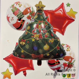 SET DE GLOBOS METALIZADO NAVIDAD 5 UNIDADES DISEO 2 ARBOL NAVIDEO X 1